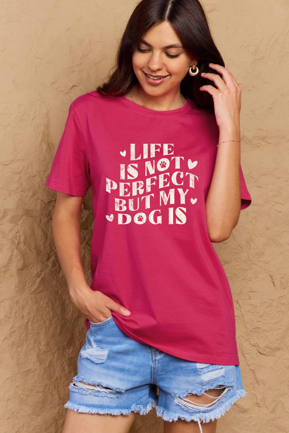 Full Size Dog Slogan Graphic Cotton T-Shirt - T-Shirts - Shirts & Tops - 16 - 2024