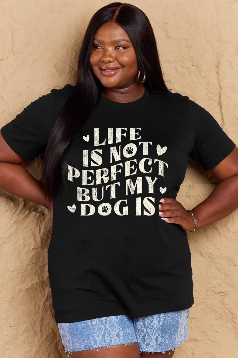 Full Size Dog Slogan Graphic Cotton T-Shirt - T-Shirts - Shirts & Tops - 26 - 2024