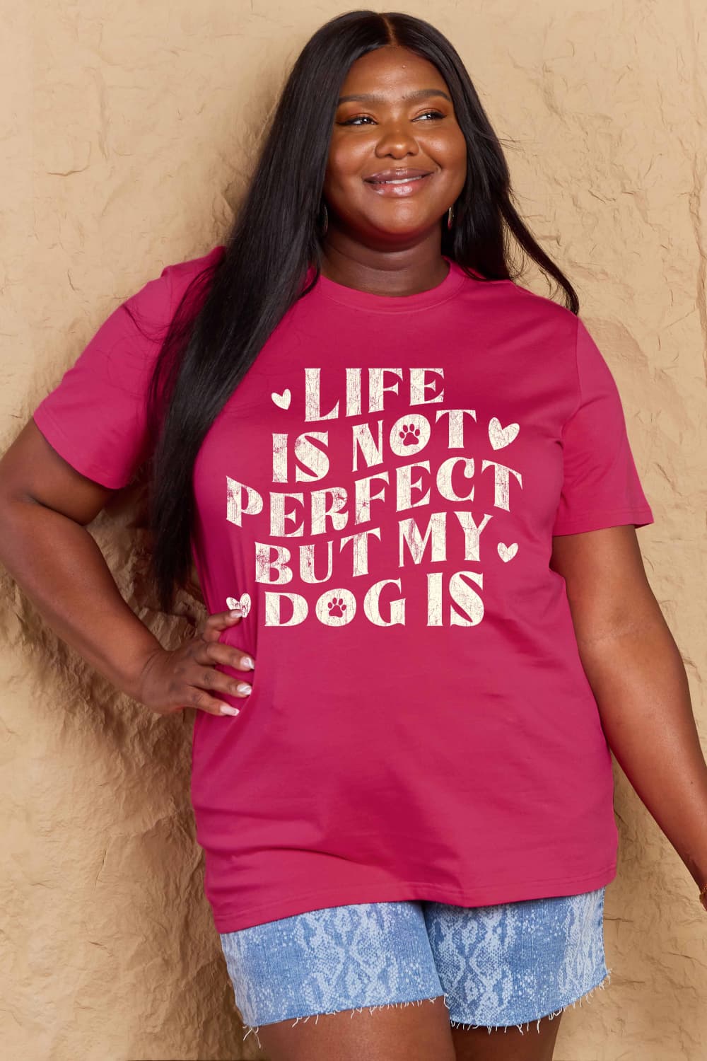 Full Size Dog Slogan Graphic Cotton T-Shirt - Pink / S - T-Shirts - Shirts & Tops - 13 - 2024