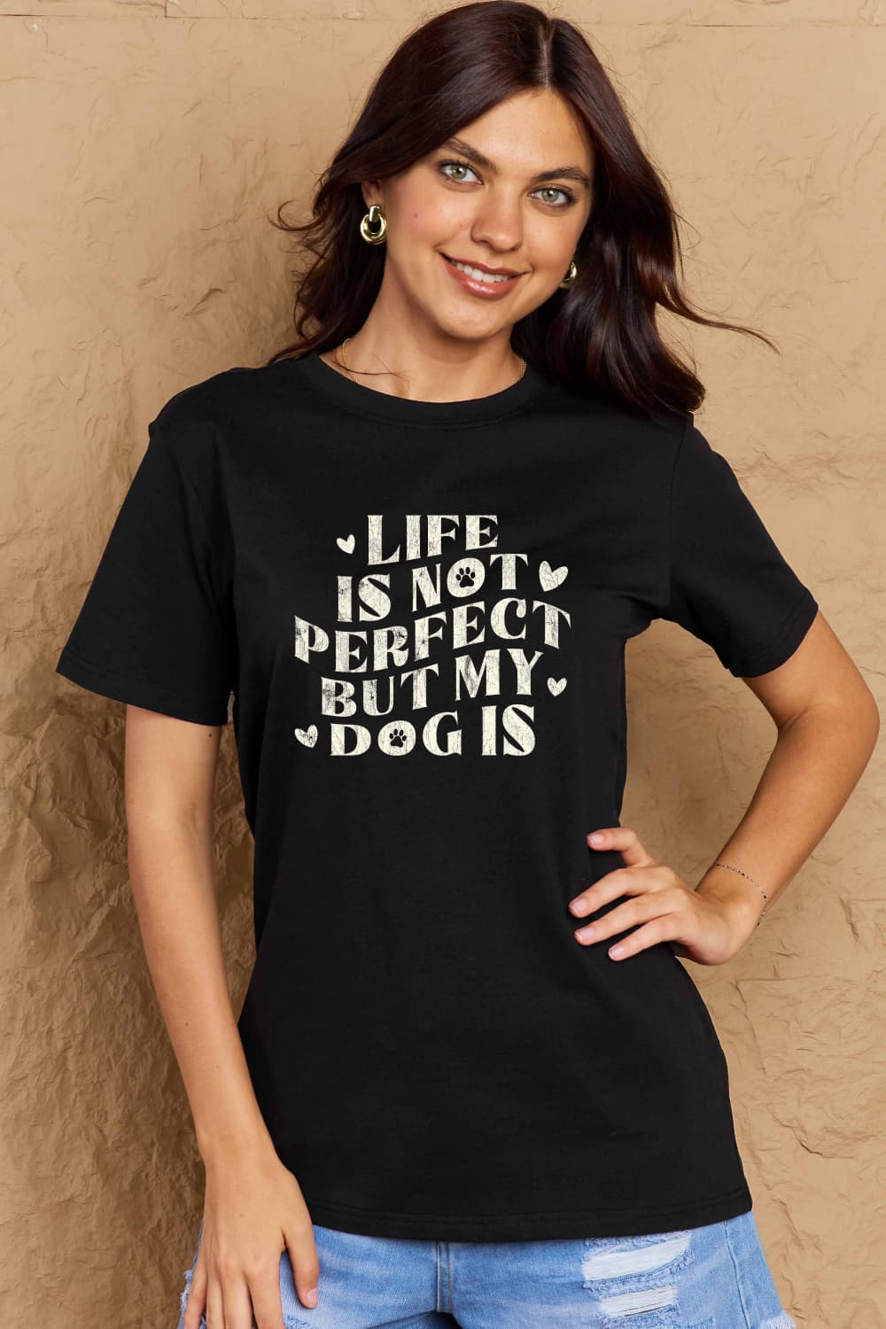 Full Size Dog Slogan Graphic Cotton T-Shirt - T-Shirts - Shirts & Tops - 29 - 2024