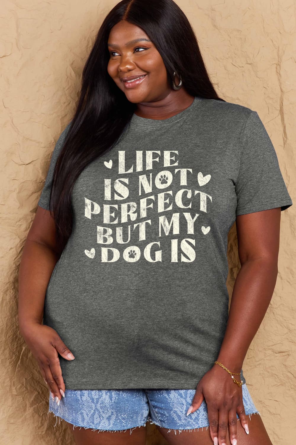 Full Size Dog Slogan Graphic Cotton T-Shirt - T-Shirts - Shirts & Tops - 3 - 2024