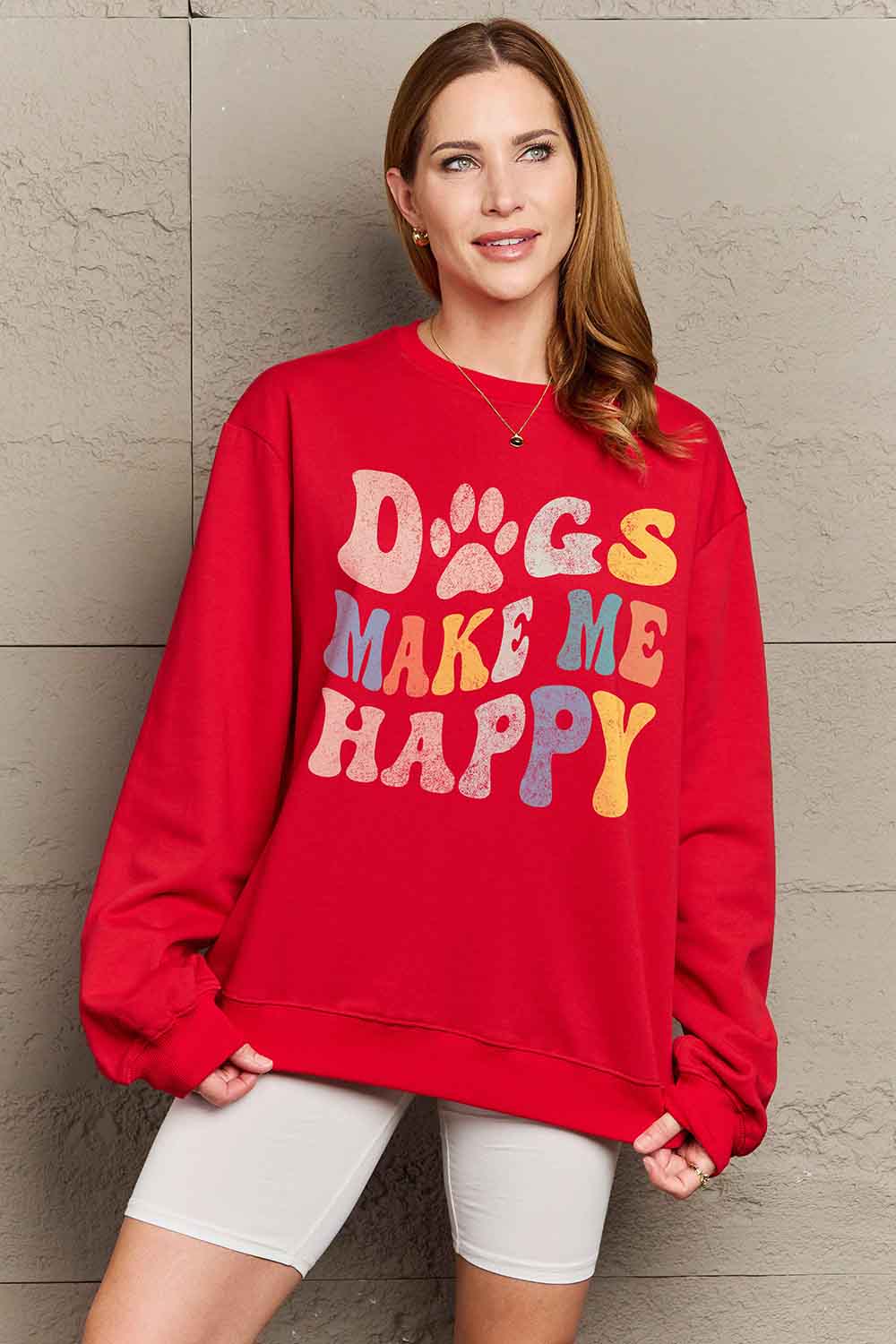 Full Size DOGS MAKE ME HAPPY Graphic Sweatshirt - T-Shirts - Shirts & Tops - 3 - 2024