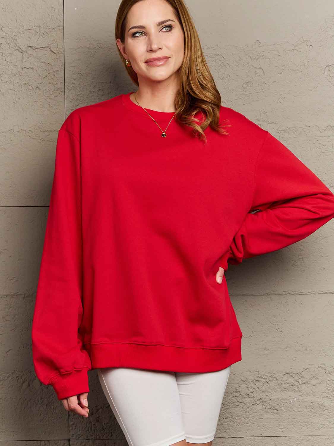 Full Size Dropped Shoulder Sweatshirt - Red / S - T-Shirts - Shirts & Tops - 13 - 2024