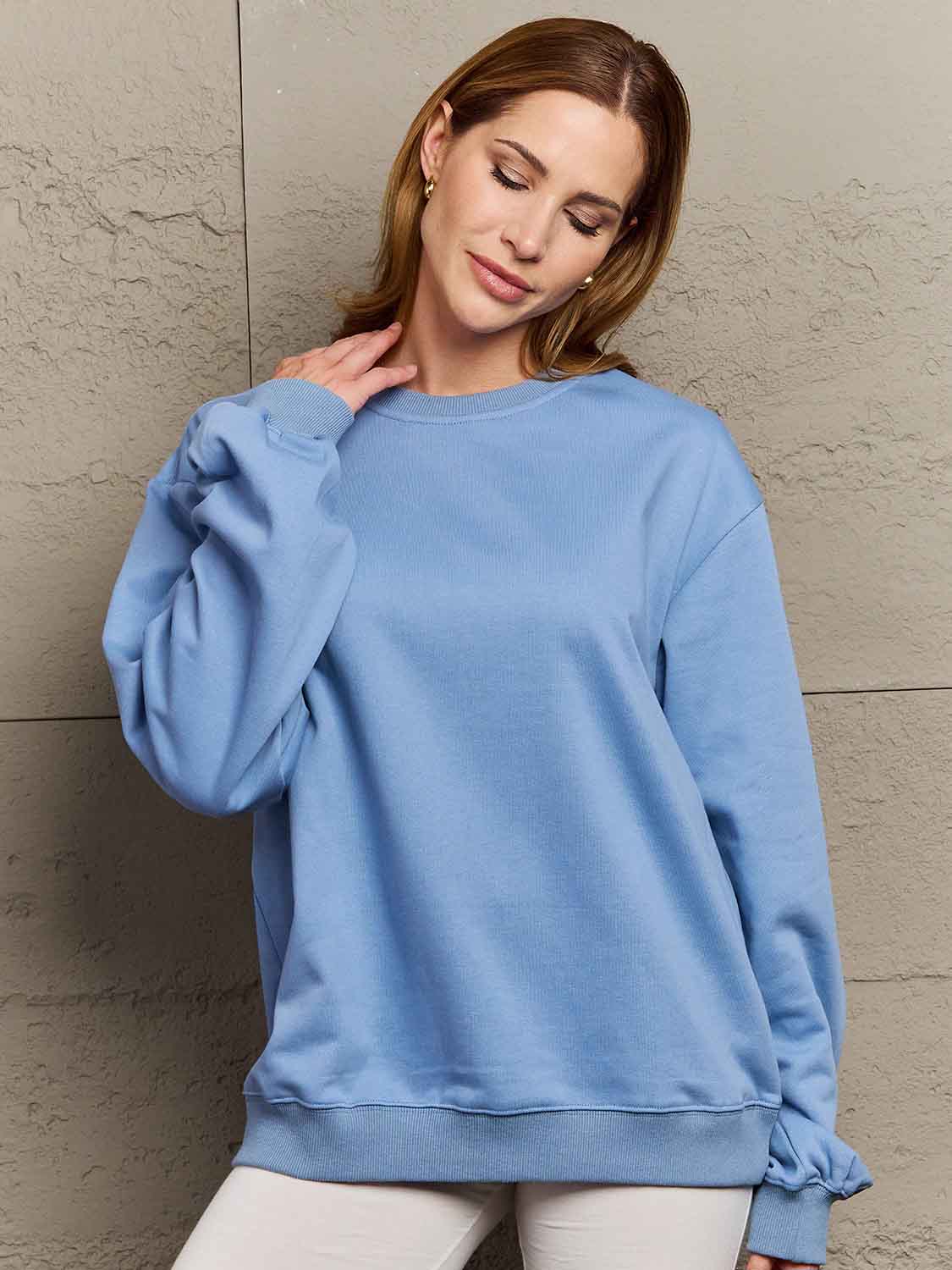 Full Size Dropped Shoulder Sweatshirt - Blue / S - T-Shirts - Shirts & Tops - 22 - 2024