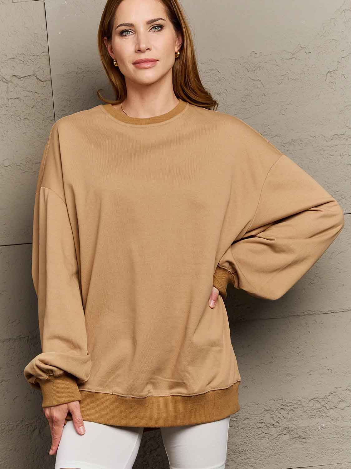 Full Size Dropped Shoulder Sweatshirt - Brown / S - T-Shirts - Shirts & Tops - 16 - 2024