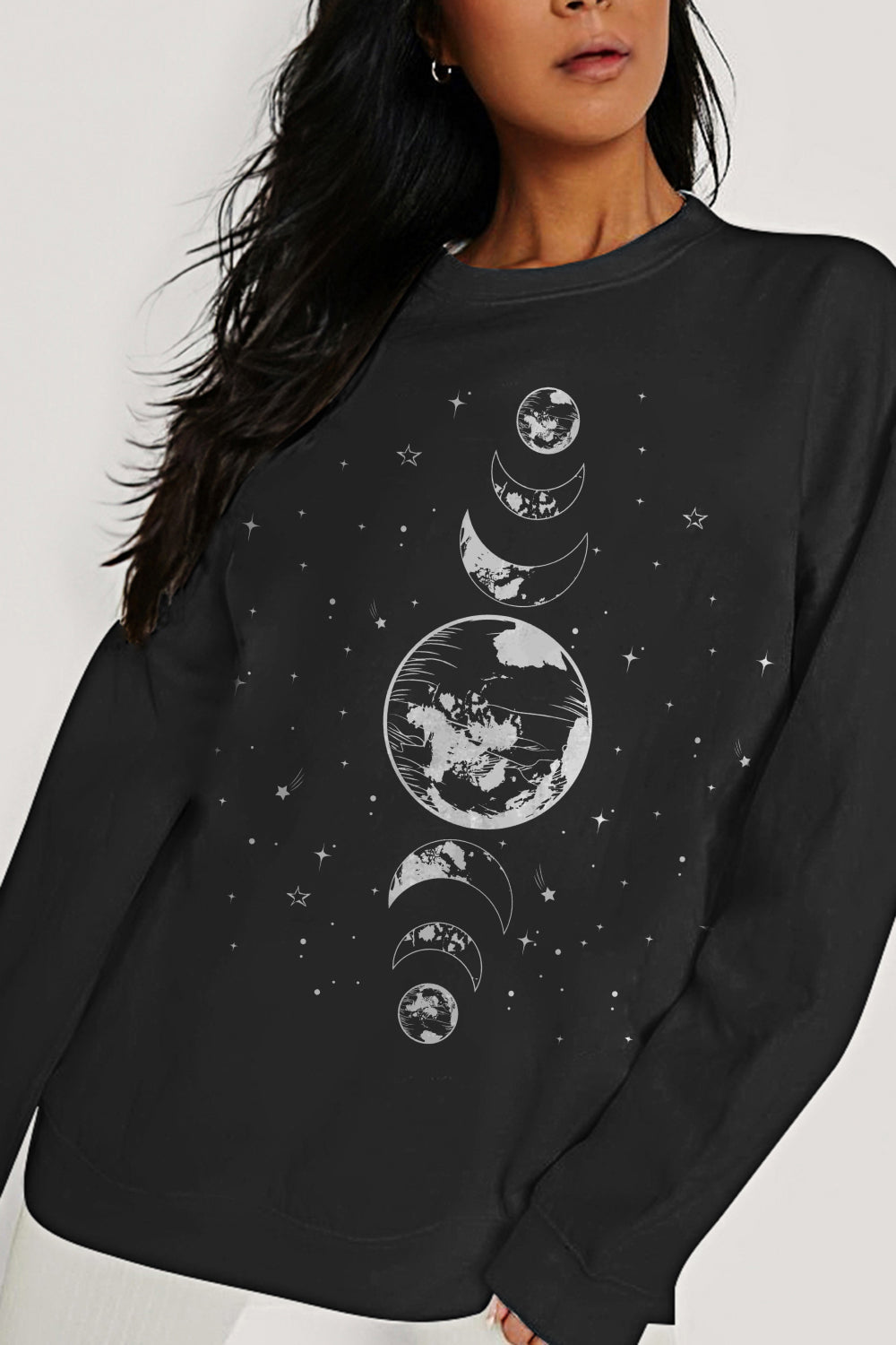 Full Size Earth & Moon Graphic Sweatshirt - T-Shirts - Shirts & Tops - 9 - 2024