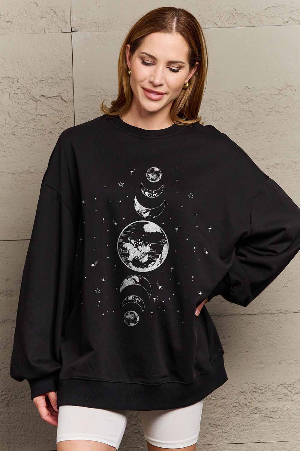 Full Size Earth & Moon Graphic Sweatshirt - T-Shirts - Shirts & Tops - 5 - 2024
