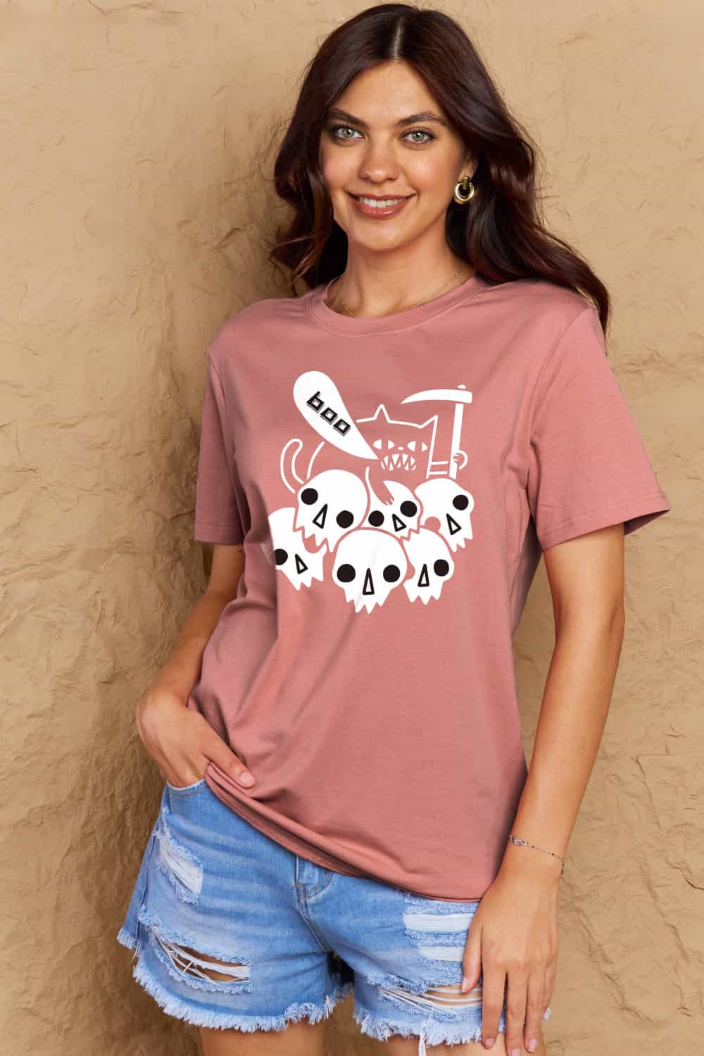 Full Size Graphic BOO Cotton T-Shirt - Pink / S - T-Shirts - Shirts & Tops - 19 - 2024