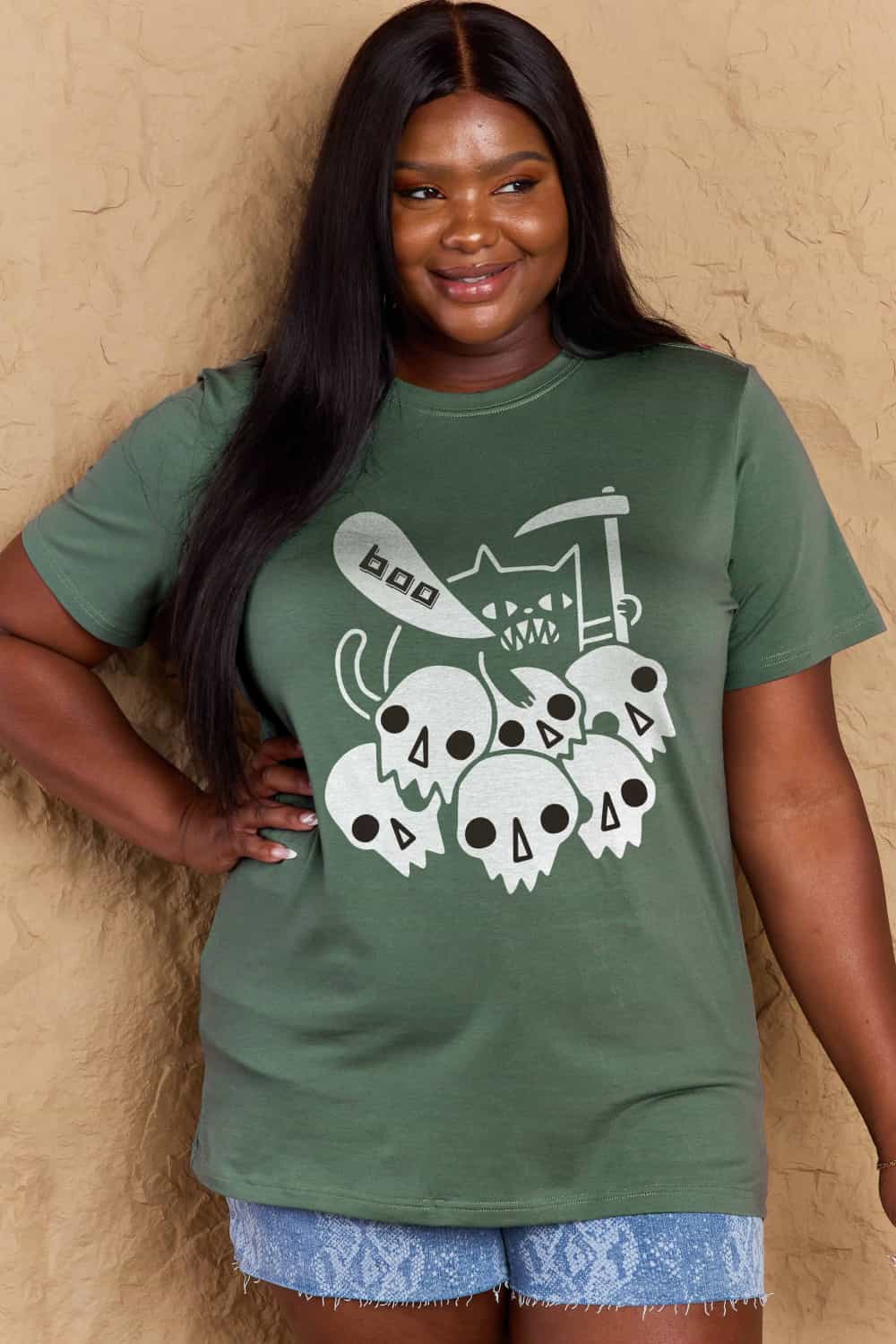 Full Size Graphic BOO Cotton T-Shirt - T-Shirts - Shirts & Tops - 28 - 2024