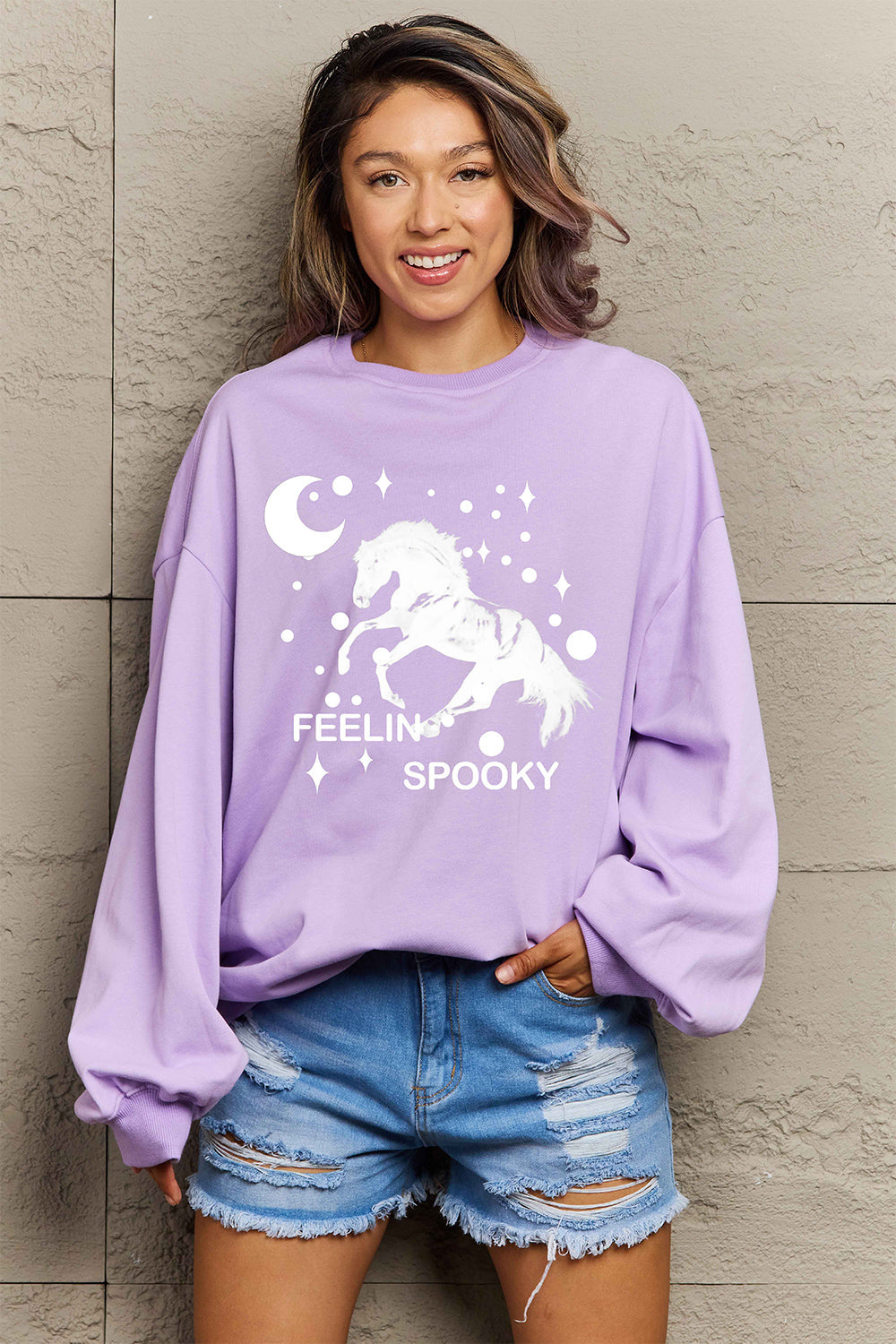 Full Size Graphic Drop Shoulder Sweatshirt - Purple / S - T-Shirts - Shirts & Tops - 7 - 2024