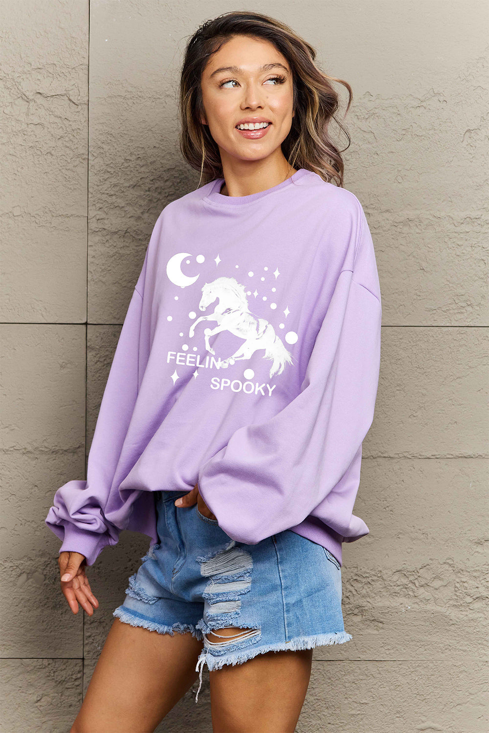 Full Size Graphic Drop Shoulder Sweatshirt - T-Shirts - Shirts & Tops - 8 - 2024