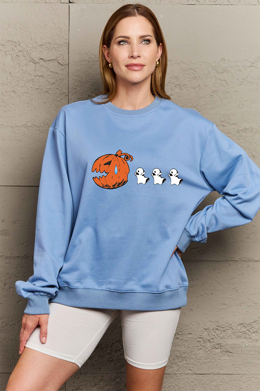 Full Size Graphic Dropped Shoulder Sweatshirt - Blue / S - T-Shirts - Shirts & Tops - 7 - 2024