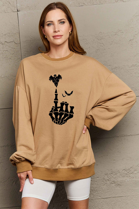 Full Size Halloween Element Graphic Sweatshirt - Khaki / S - T-Shirts - Shirts & Tops - 1 - 2024