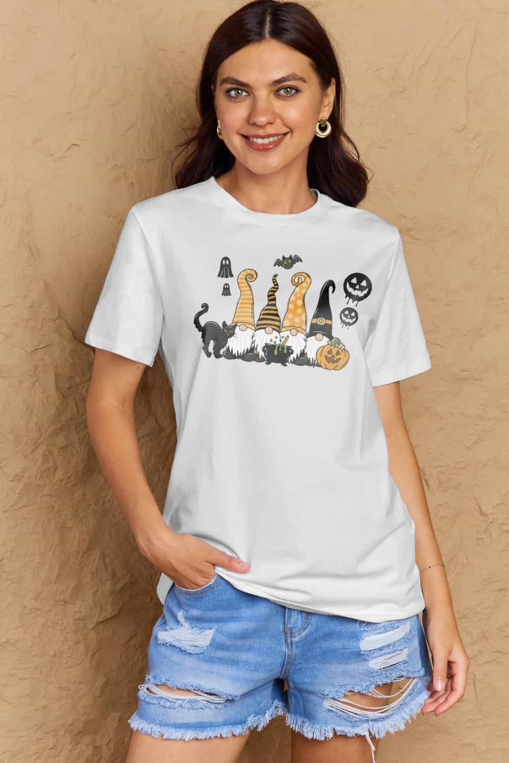 Full Size Halloween Theme Graphic Cotton T-Shirt - White / S - T-Shirts - Shirts & Tops - 13 - 2024