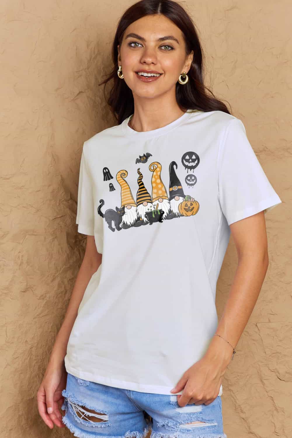 Full Size Halloween Theme Graphic Cotton T-Shirt - T-Shirts - Shirts & Tops - 14 - 2024