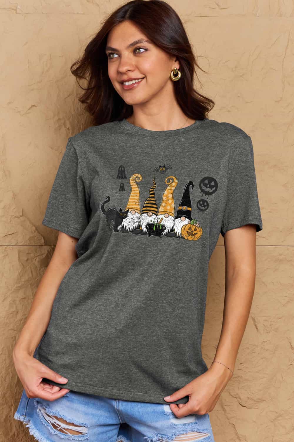 Full Size Halloween Theme Graphic Cotton T-Shirt - T-Shirts - Shirts & Tops - 8 - 2024