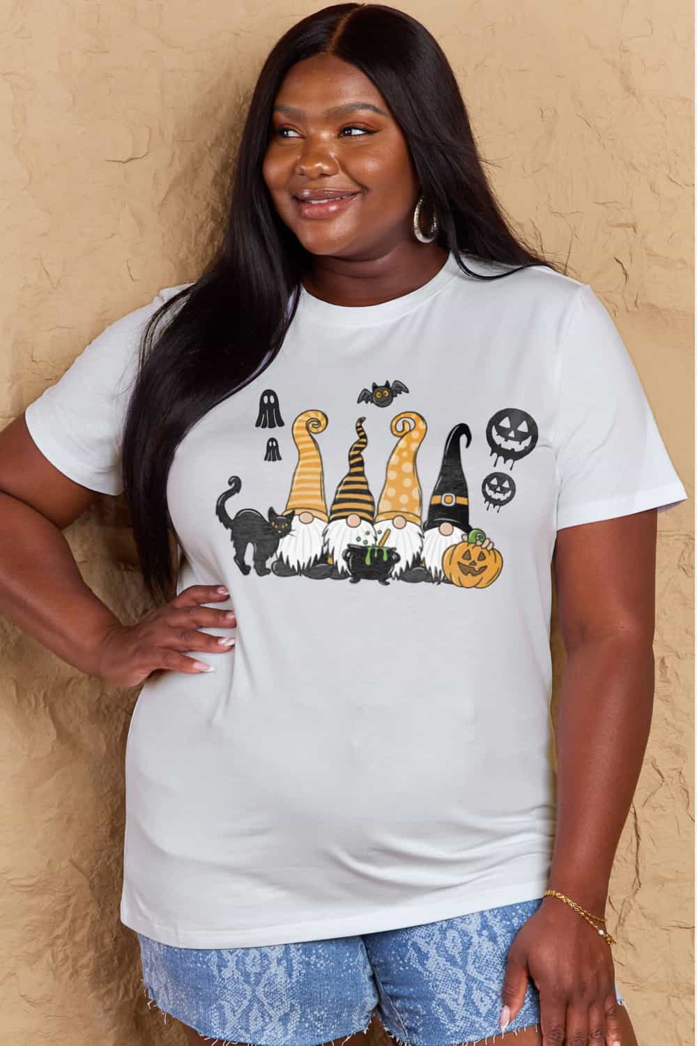 Full Size Halloween Theme Graphic Cotton T-Shirt - T-Shirts - Shirts & Tops - 16 - 2024