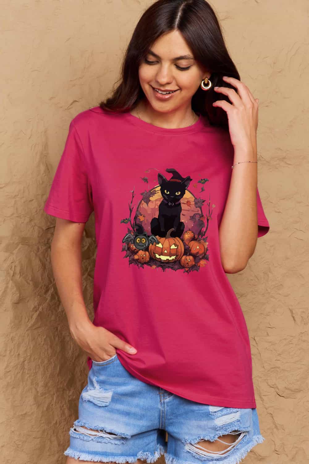 Full Size Halloween Theme Graphic T-Shirt - T-Shirts - Shirts & Tops - 16 - 2024