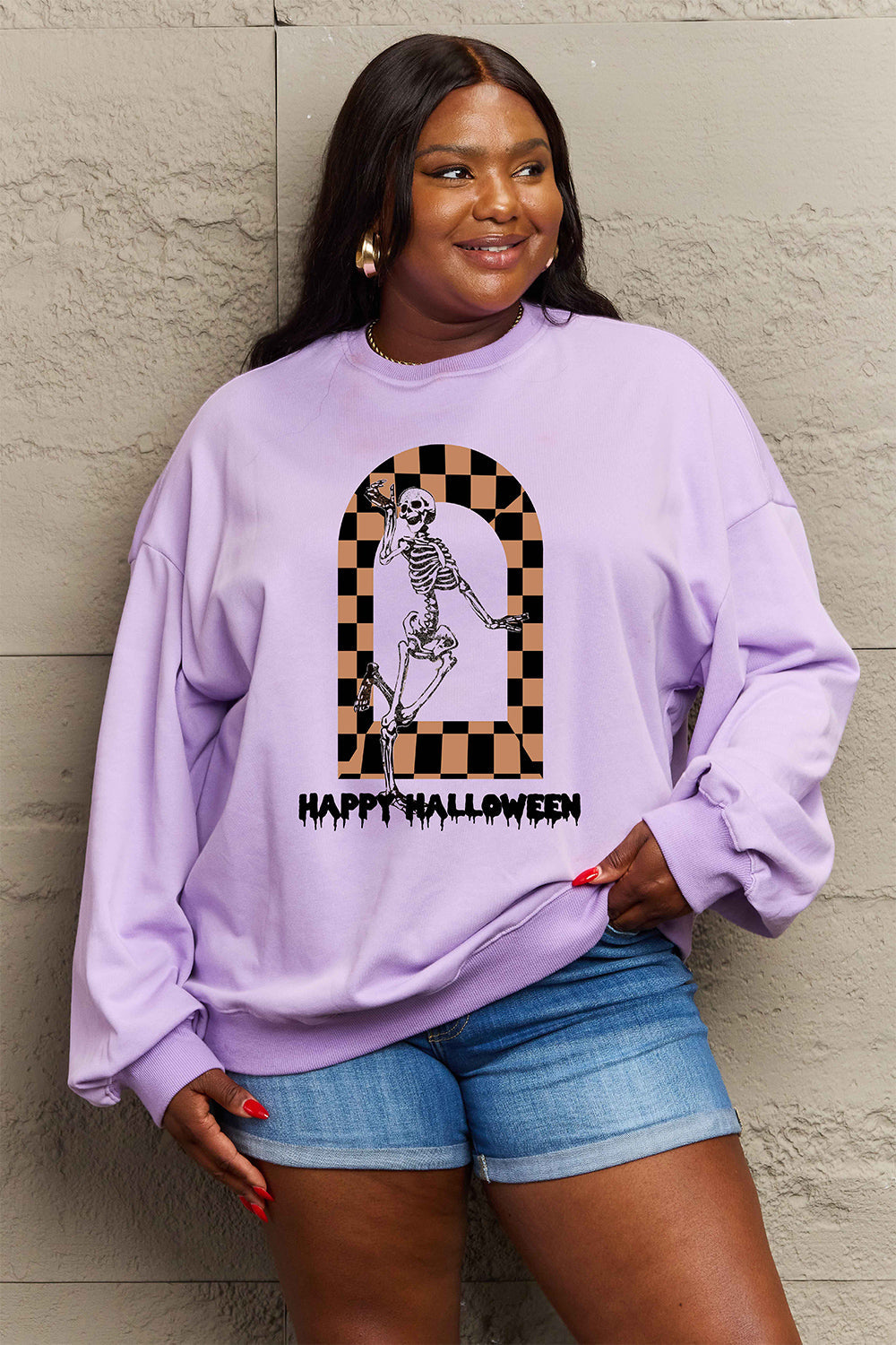 Full Size HAPPY HALLOWEEN Graphic Sweatshirt - Purple / S - T-Shirts - Shirts & Tops - 1 - 2024