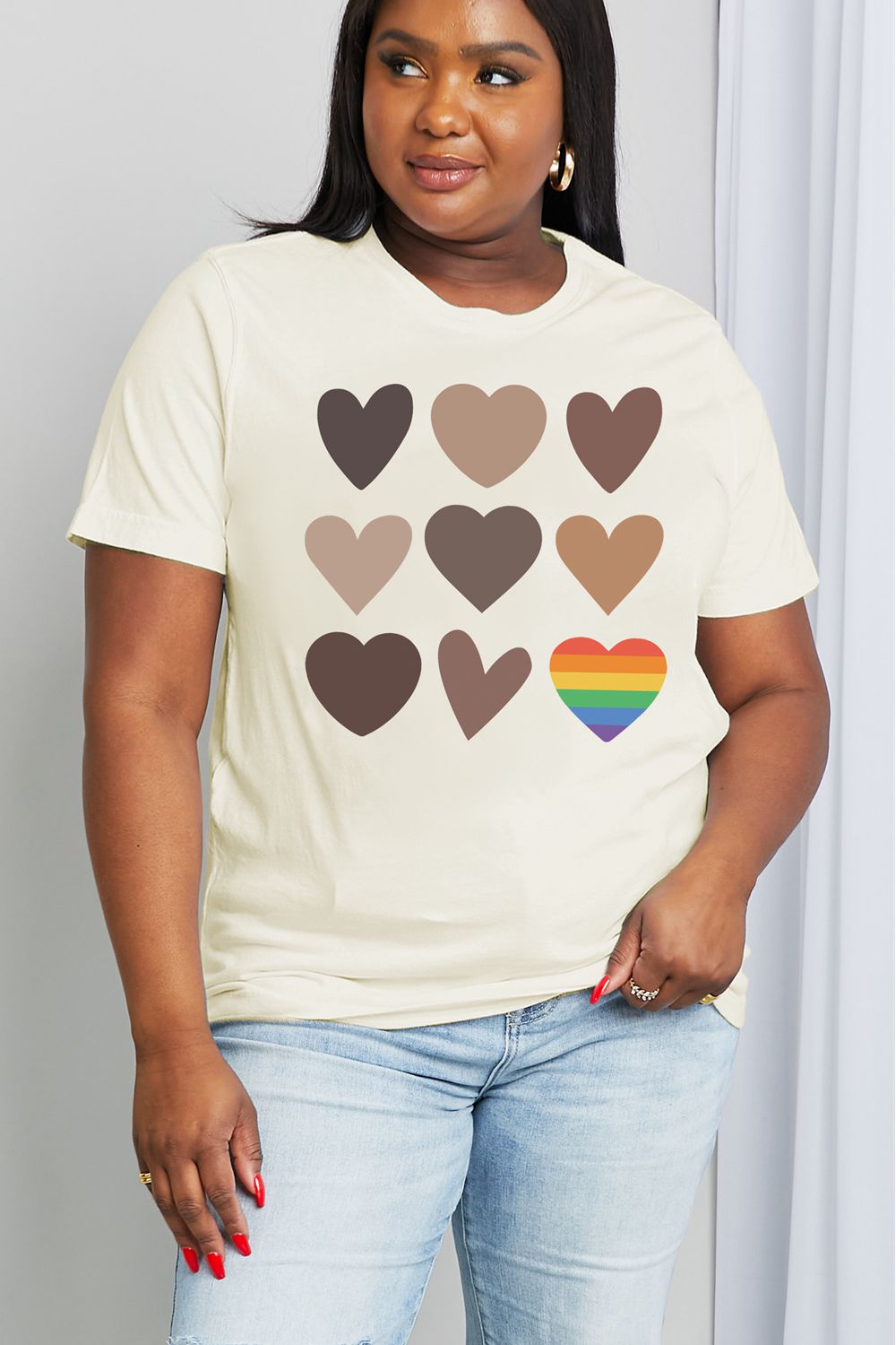 Full Size Heart Graphic Cotton Tee - T-Shirts - Shirts & Tops - 6 - 2024