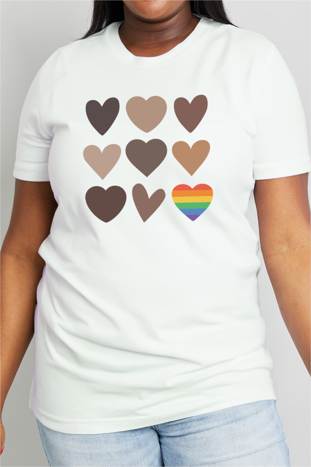Full Size Heart Graphic Cotton Tee - T-Shirts - Shirts & Tops - 23 - 2024