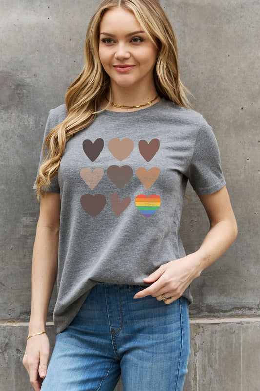 Full Size Heart Graphic Cotton Tee - T-Shirts - Shirts & Tops - 1 - 2024