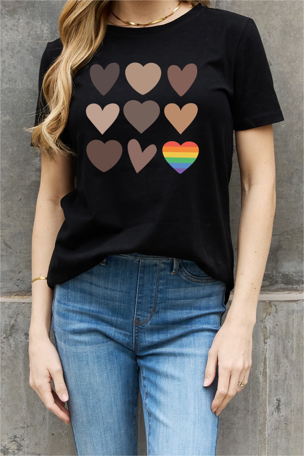Full Size Heart Graphic Cotton Tee - T-Shirts - Shirts & Tops - 16 - 2024