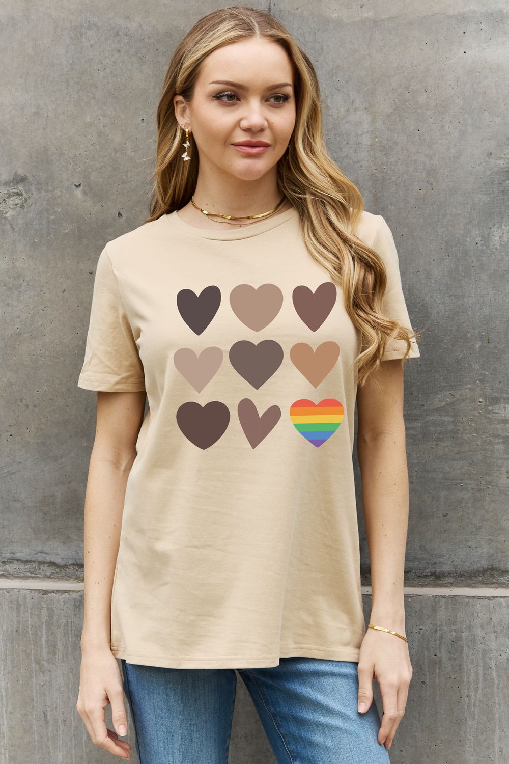 Full Size Heart Graphic Cotton Tee - T-Shirts - Shirts & Tops - 9 - 2024