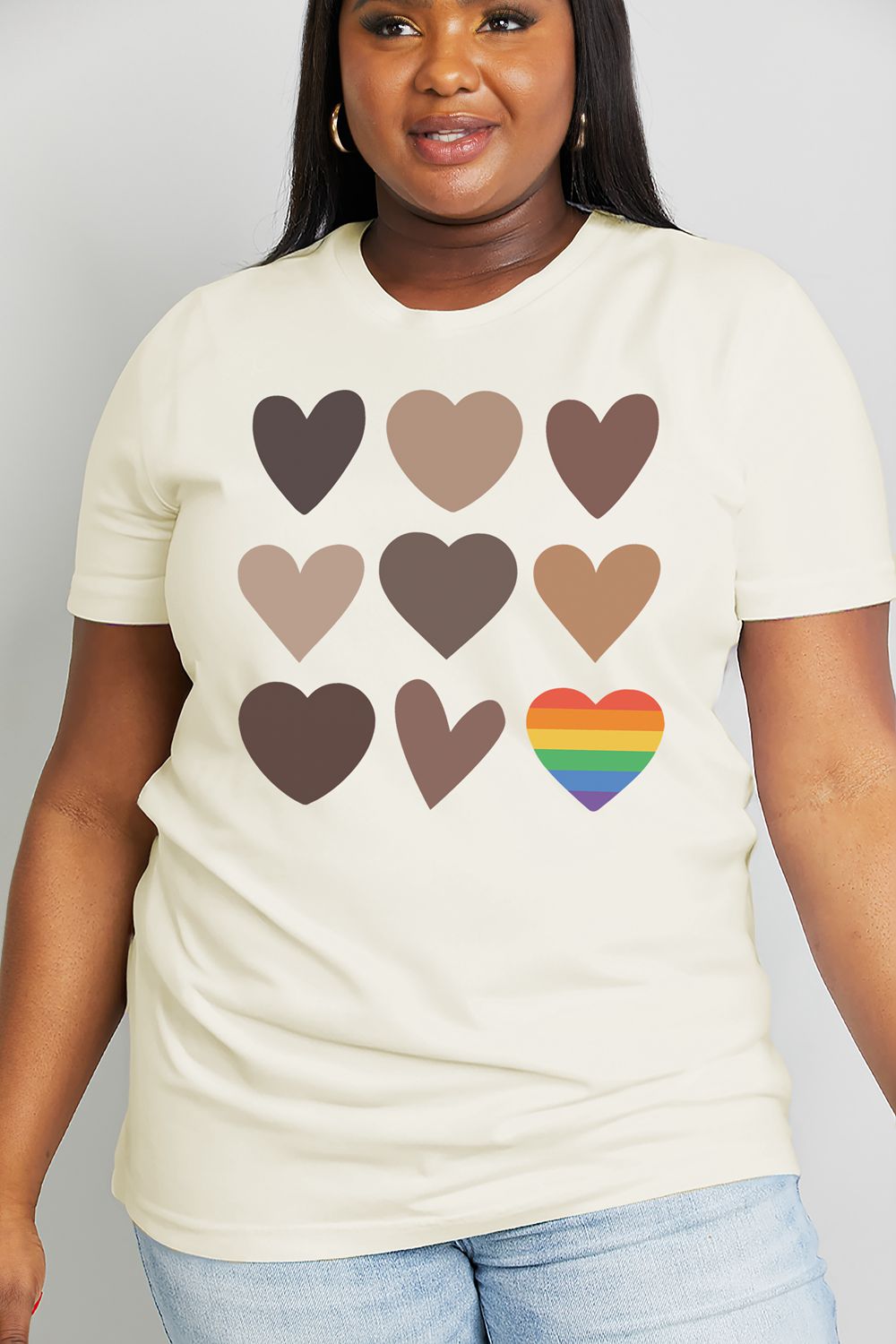 Full Size Heart Graphic Cotton Tee - T-Shirts - Shirts & Tops - 7 - 2024