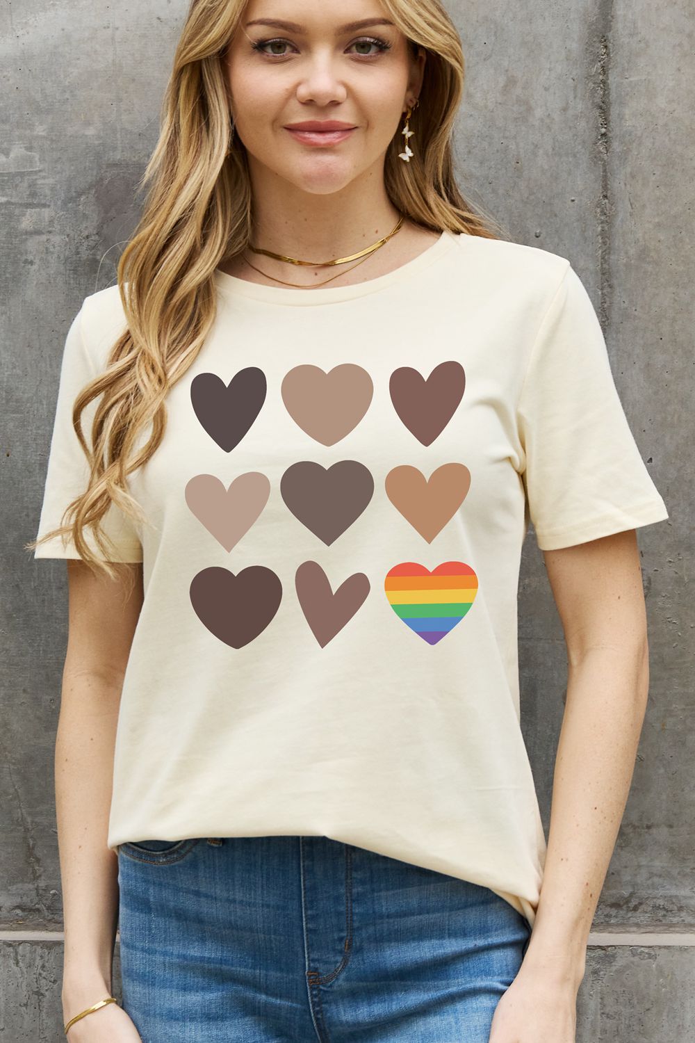 Full Size Heart Graphic Cotton Tee - T-Shirts - Shirts & Tops - 5 - 2024