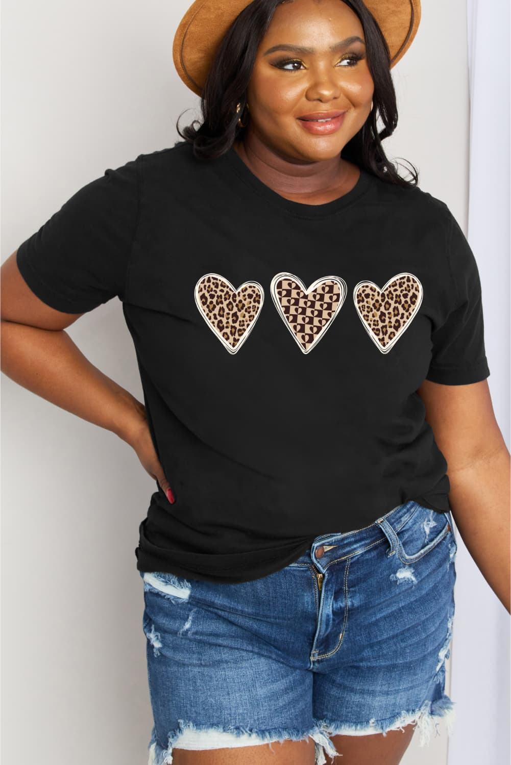 Full Size Heart Graphic Cotton Tee - Black / S - T-Shirts - Shirts & Tops - 1 - 2024