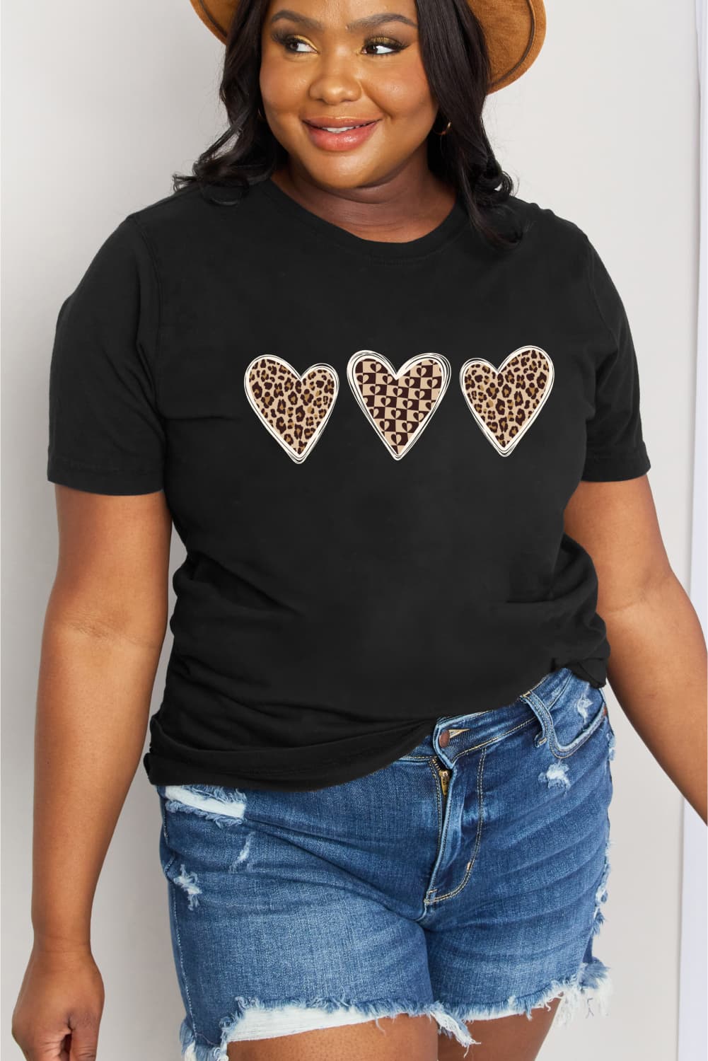 Full Size Heart Graphic Cotton Tee - T-Shirts - Shirts & Tops - 3 - 2024