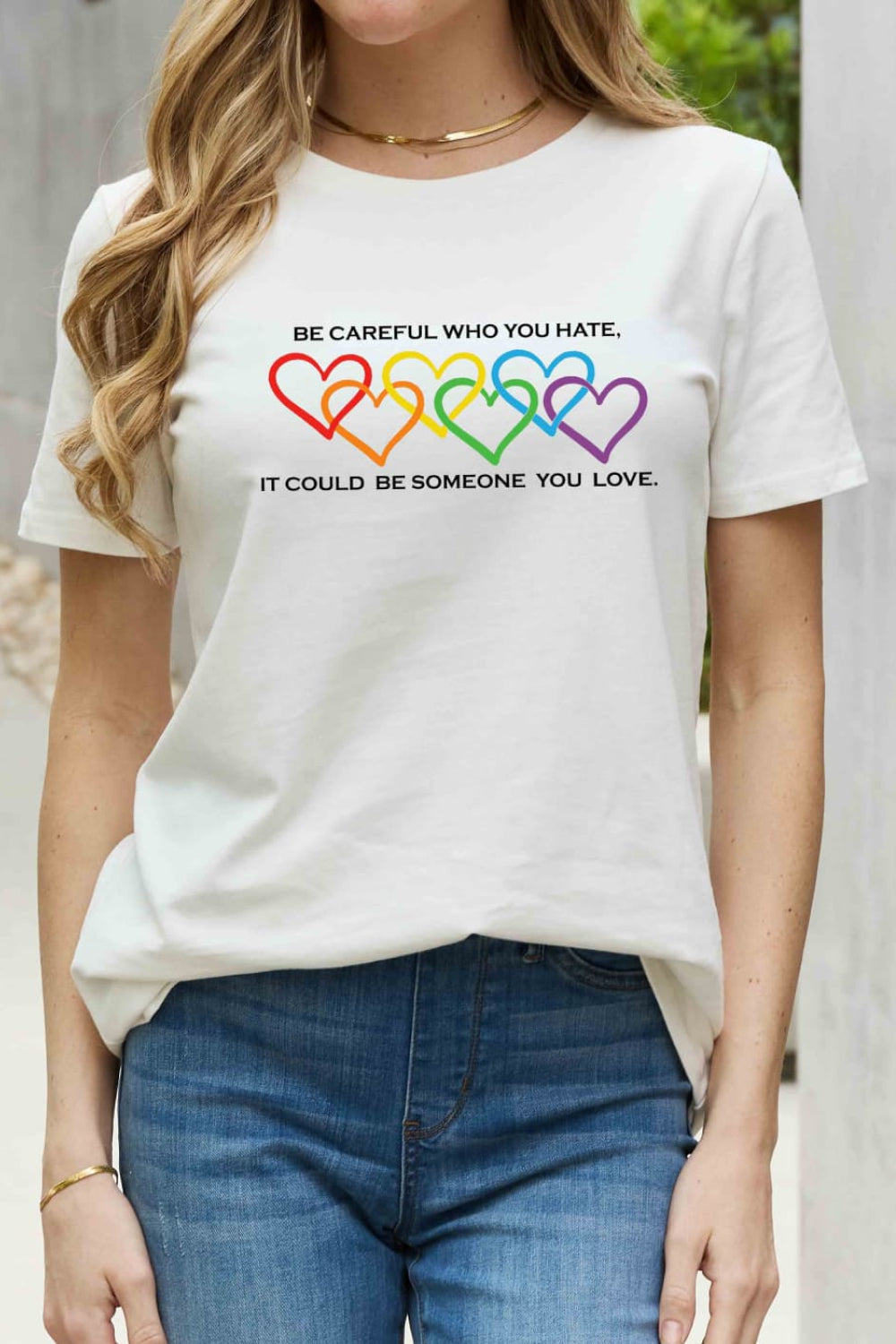 Full Size Heart Slogan Graphic Cotton Tee - White / S - T-Shirts - Shirts & Tops - 5 - 2024