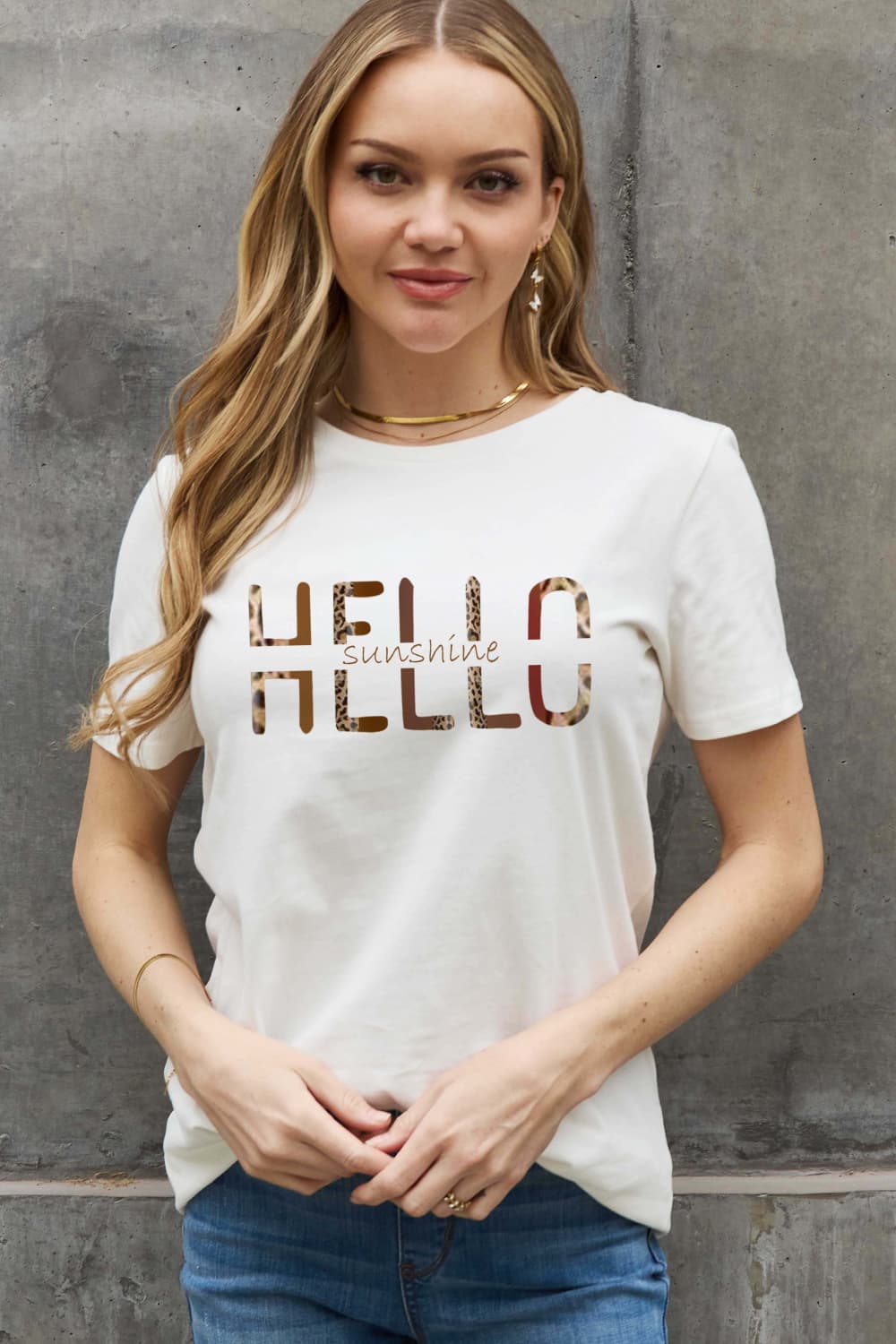 Full Size HELLO SUNSHINE Graphic Cotton Tee - T-Shirts - Shirts & Tops - 3 - 2024