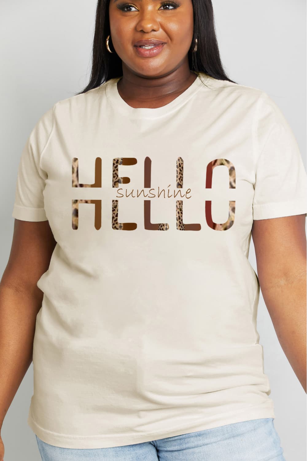 Full Size HELLO SUNSHINE Graphic Cotton Tee - T-Shirts - Shirts & Tops - 10 - 2024