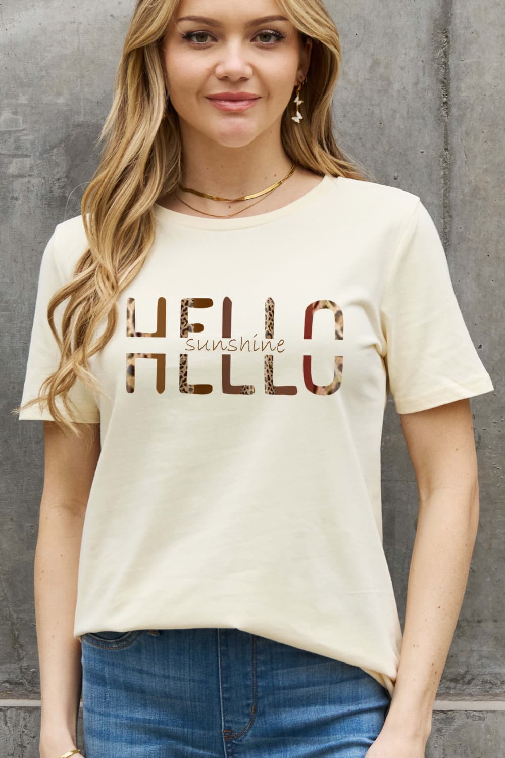 Full Size HELLO SUNSHINE Graphic Cotton Tee - Light Yellow / S - T-Shirts - Shirts & Tops - 6 - 2024