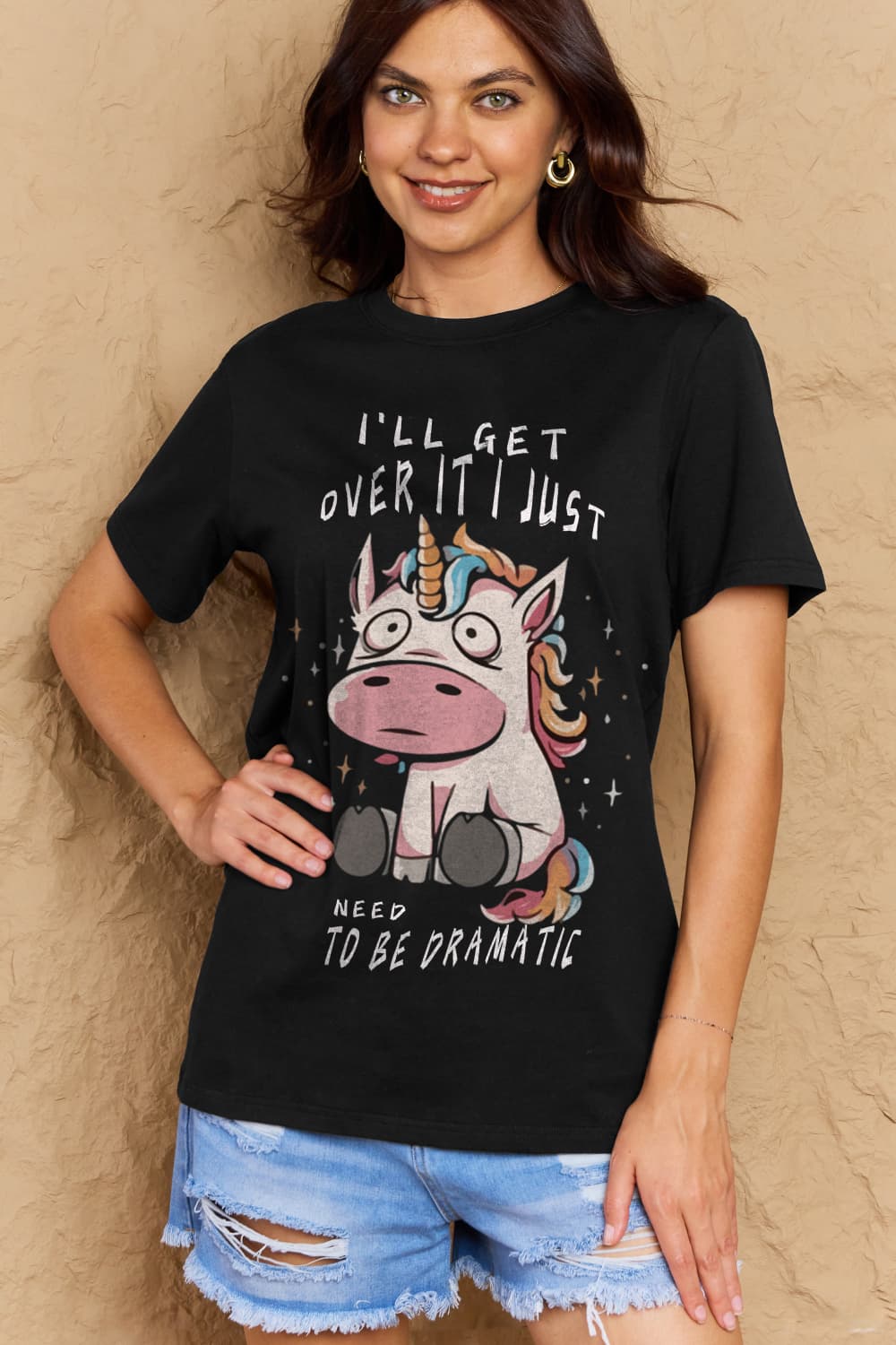 Full Size I’LL GET OVER IT I JUST NEED TO BE DRAMATIC Graphic Cotton Tee - T-Shirts - Shirts & Tops - 1 - 2024