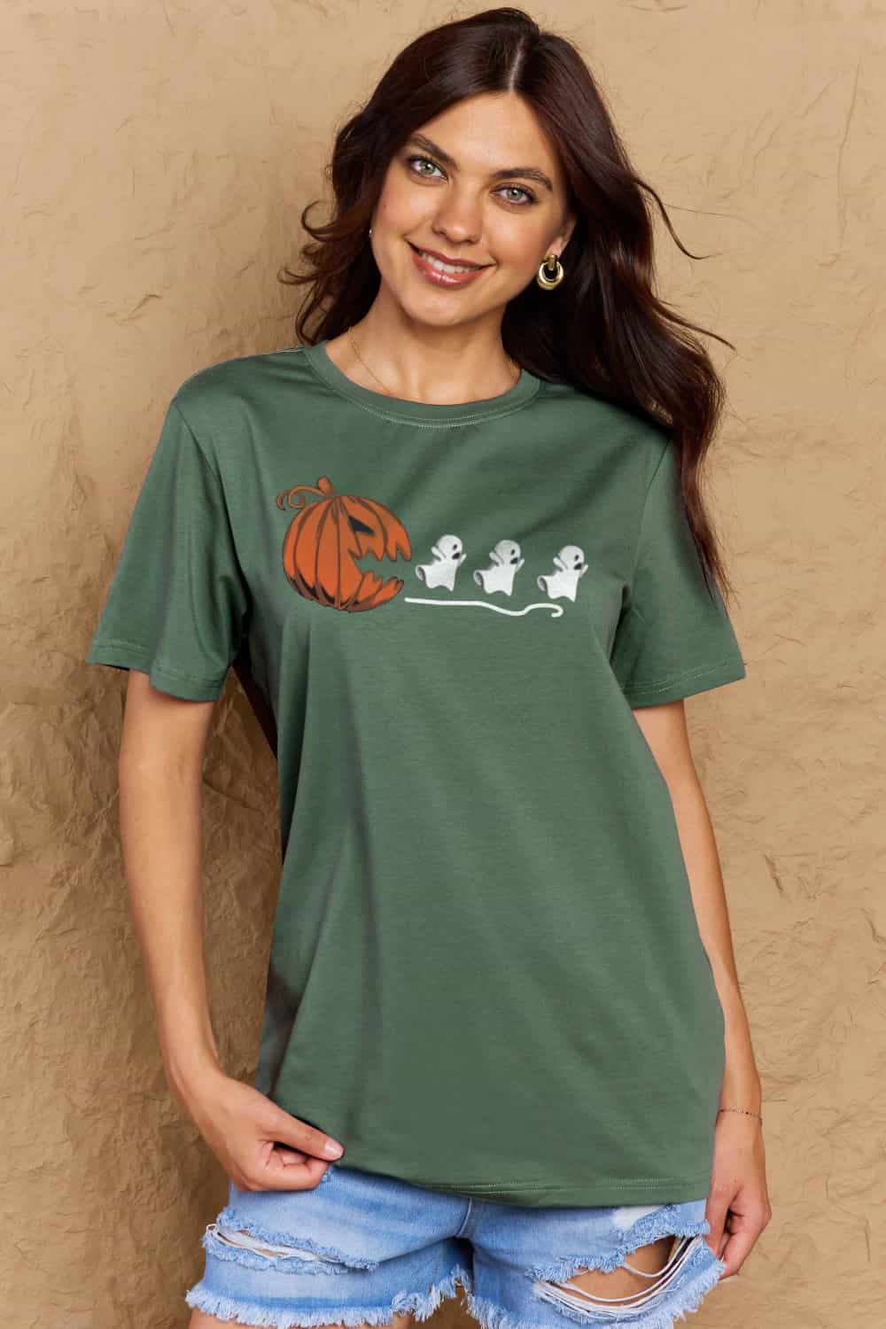 Full Size Jack-O’-Lantern Graphic Cotton T-Shirt - Green / S - T-Shirts - Shirts & Tops - 25 - 2024
