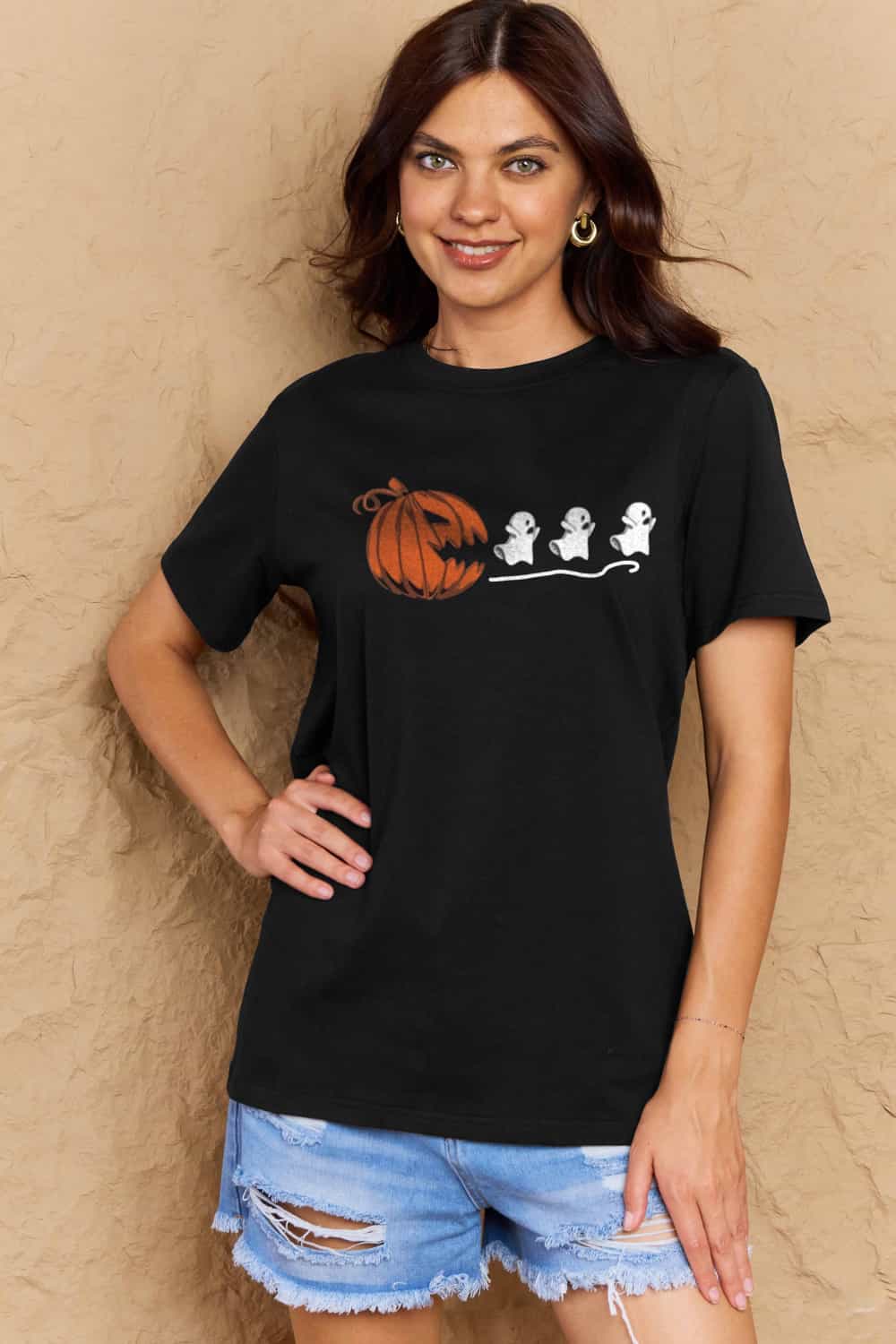 Full Size Jack-O’-Lantern Graphic Cotton T-Shirt - T-Shirts - Shirts & Tops - 14 - 2024