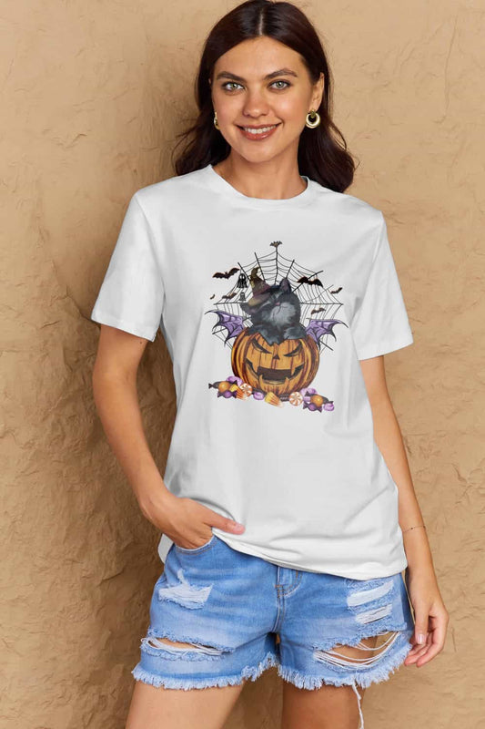 Full Size Jack-O’-Lantern Graphic T-Shirt - White / S - T-Shirts - Shirts & Tops - 1 - 2024