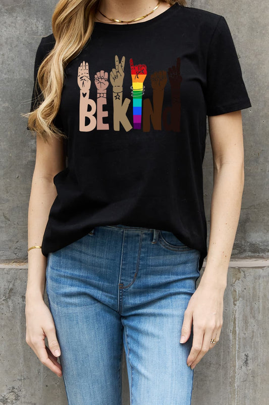 Full Size BE KIND Graphic Cotton Tee - Black / S - T-Shirts - Shirts & Tops - 7 - 2024