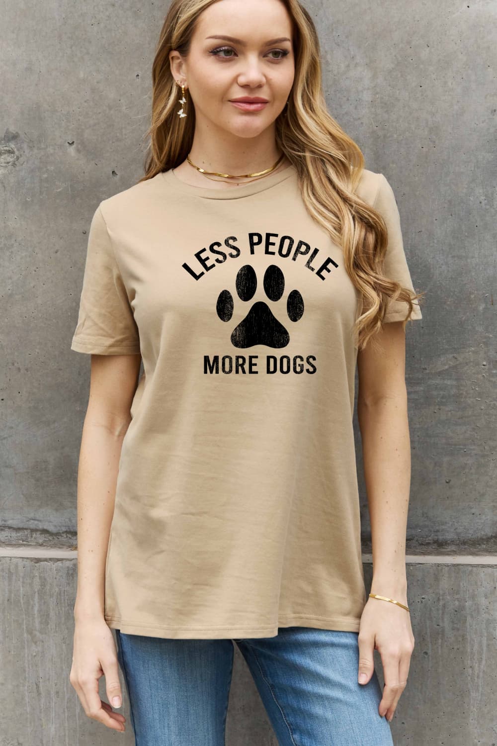 Full Size LESS PEOPLE MORE DOGS Graphic Cotton Tee - Light Yellow / S - T-Shirts - Shirts & Tops - 7 - 2024