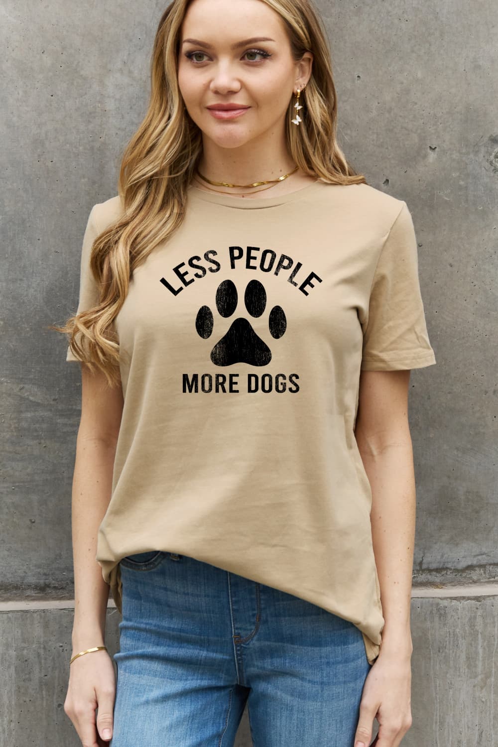 Full Size LESS PEOPLE MORE DOGS Graphic Cotton Tee - T-Shirts - Shirts & Tops - 8 - 2024