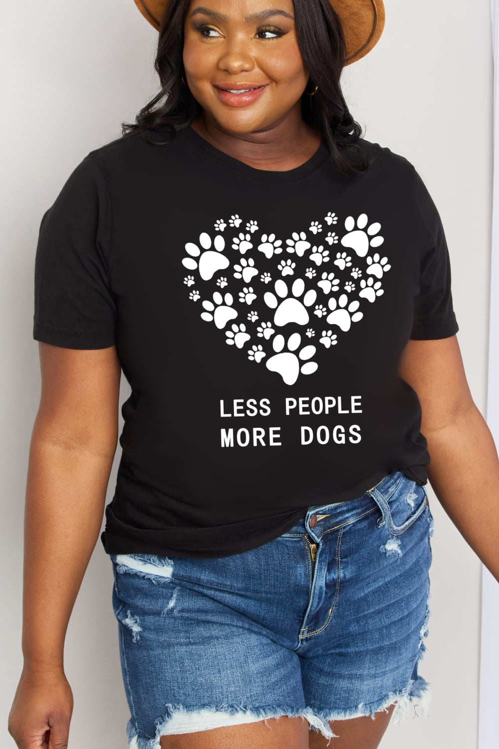 Full Size LESS PEOPLE MORE DOGS Heart Graphic Cotton Tee - T-Shirts - Shirts & Tops - 15 - 2024