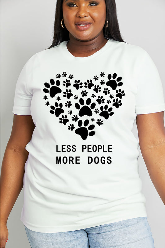 Full Size LESS PEOPLE MORE DOGS Heart Graphic Cotton Tee - White / S - T-Shirts - Shirts & Tops - 1 - 2024