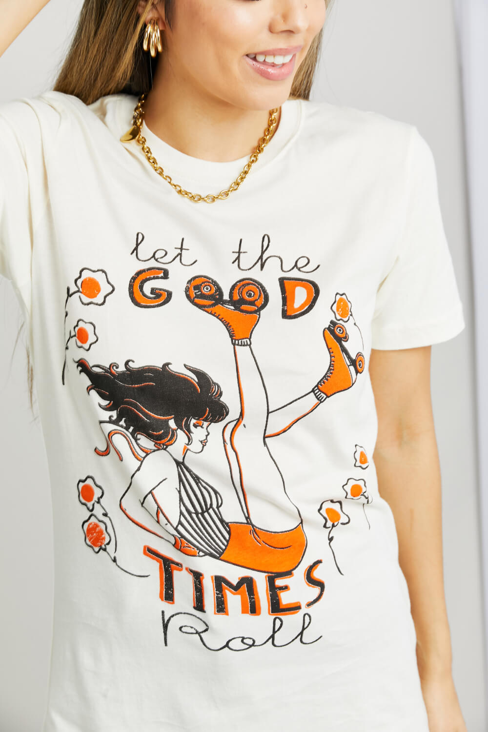 Full Size LET THE GOOD TIMES ROLL Graphic Tee - T-Shirts - Shirts & Tops - 9 - 2024