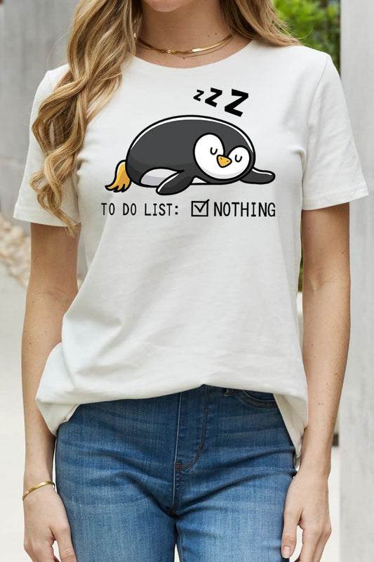 Full Size TO DO LIST NOTHING Graphic Cotton Tee - White / S - T-Shirts - Shirts & Tops - 1 - 2024