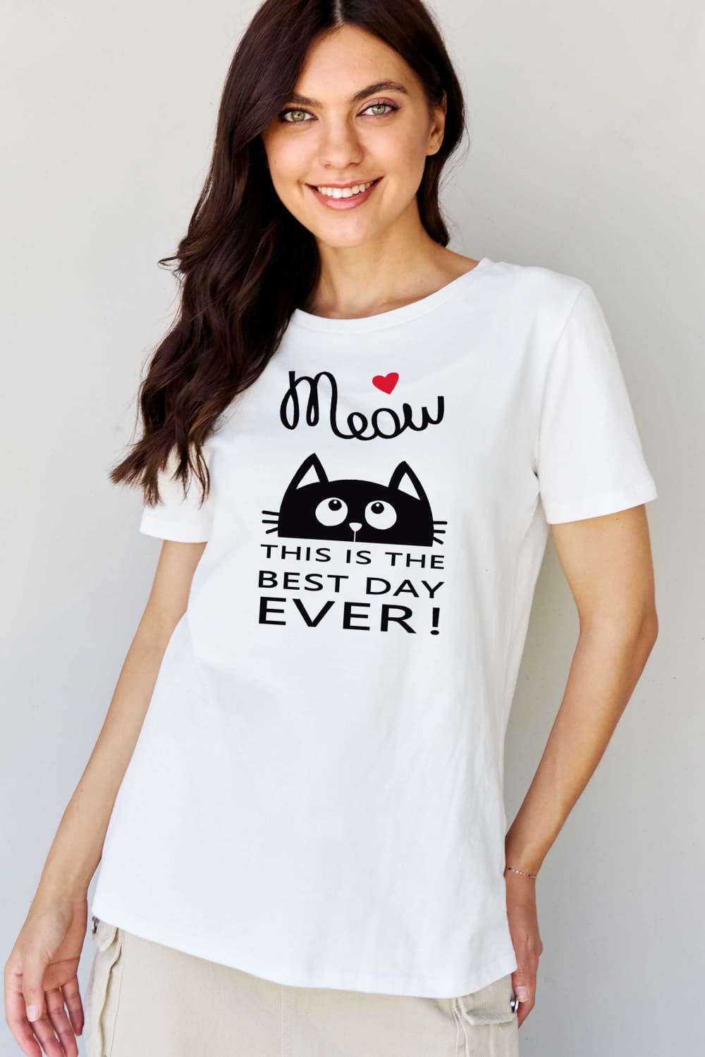 Full Size MEOW THIS IS THE BEST DAY EVER! Graphic Cotton T-Shirt - T-Shirts - Shirts & Tops - 2 - 2024