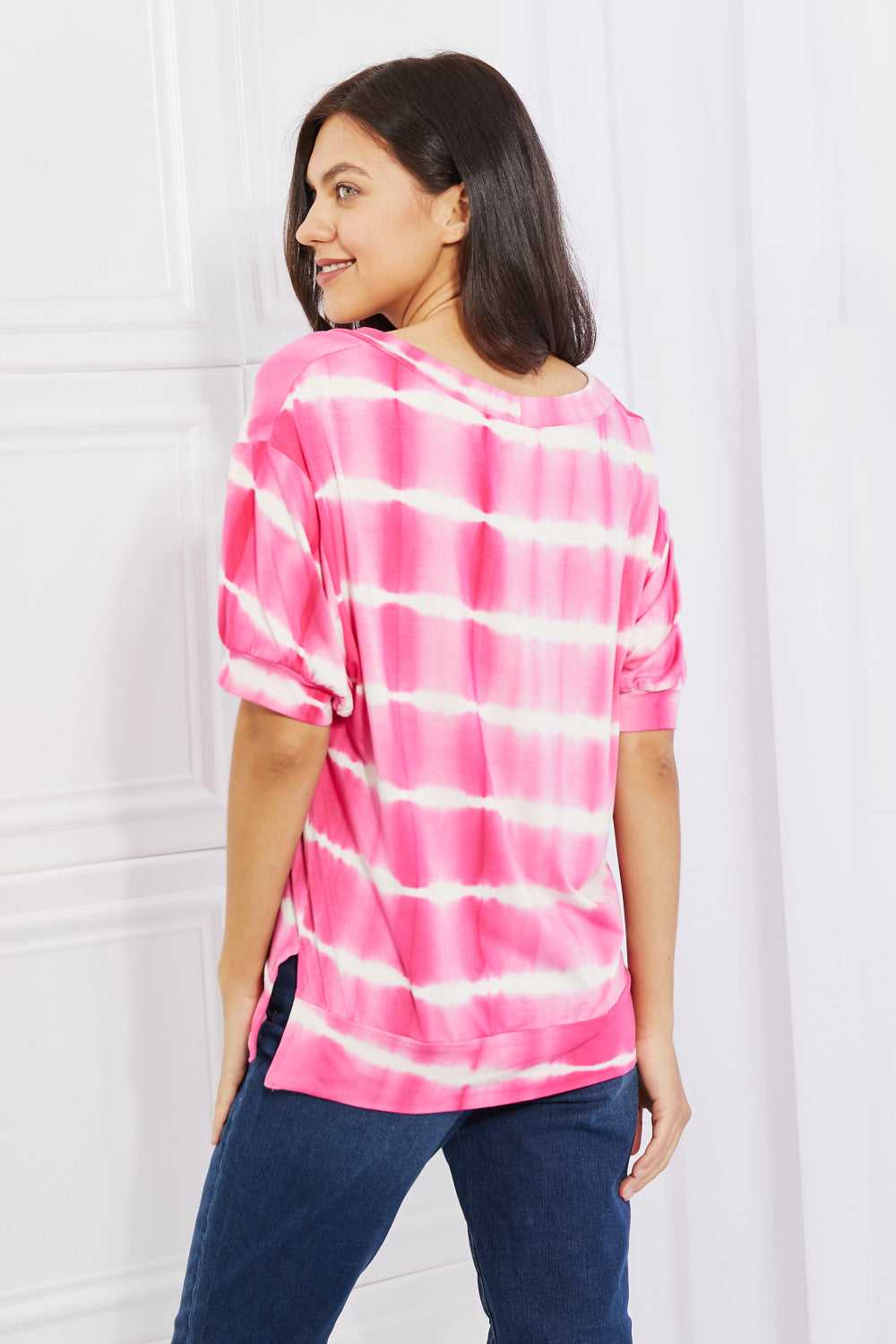 Full Size Oversized Fit V-Neck Striped Top - T-Shirts - Shirts & Tops - 11 - 2024