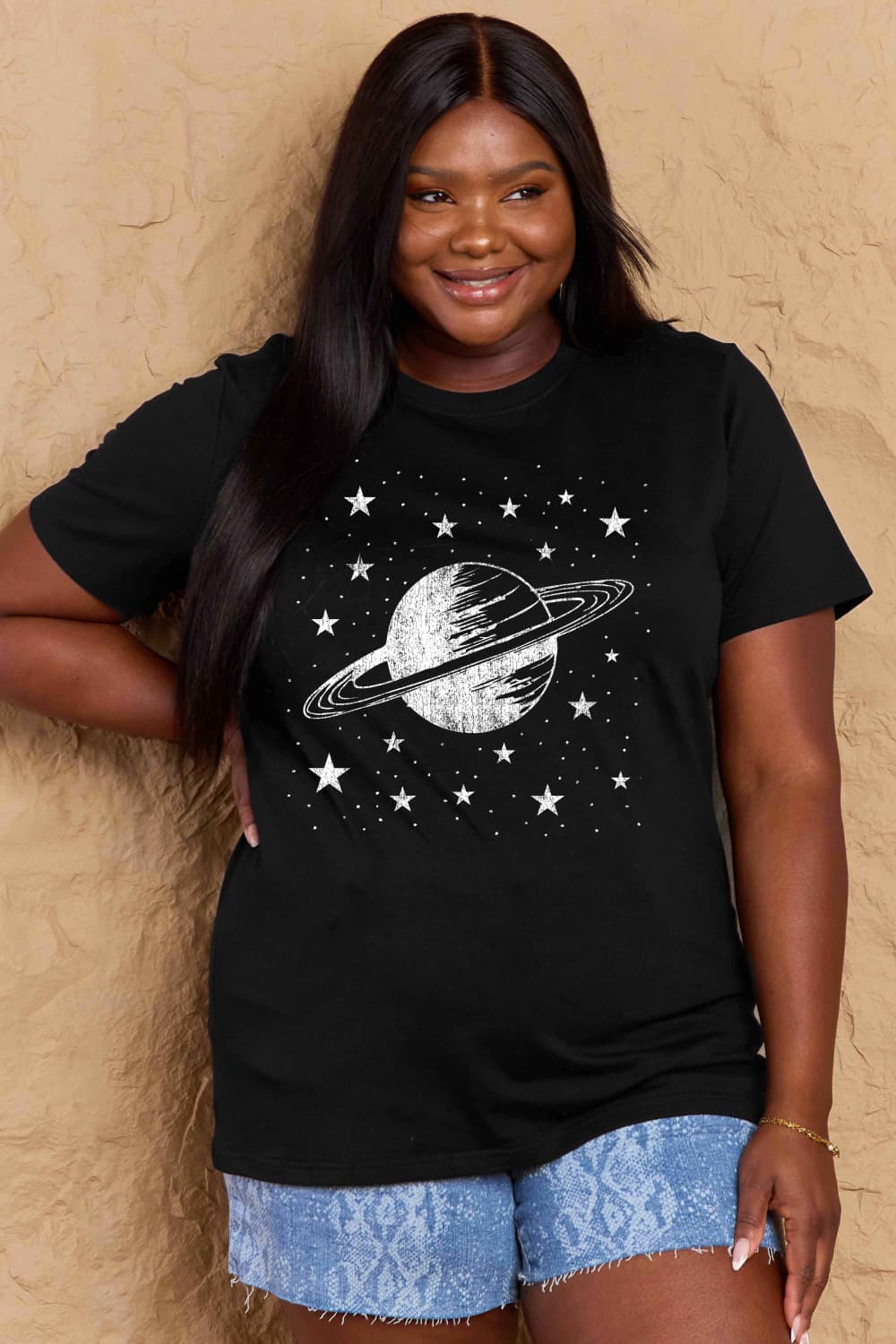 Full Size Planet Graphic Cotton T-Shirt - T-Shirts - Shirts & Tops - 8 - 2024